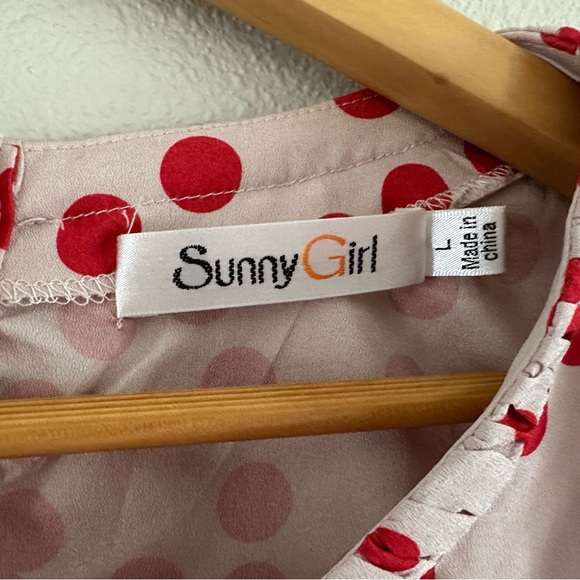Sunny Girl Cream and Red Buttoned Blouse - Picture 4 of 4